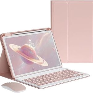 iPad Air5 iPad Air4 iPad Air 11インチ キーボードケース ワイヤレス マウス付き iPadPro11 第4/3/2/1世代 キーボード カバー ApplePencil充電対応 分離式 アイパッド カラーキーボード レディース 可愛い ビジネス (ピンク)