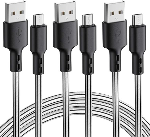 USB ケーブル 【3本セット 3m】 2.4a 急速充電 高速データ転送 断線防止 Xperia GalaxyS7 PS4 Xboxコントローラー edge S6 Note5 AQUOS SH-04H SH-03G など対応 (Micro USB)